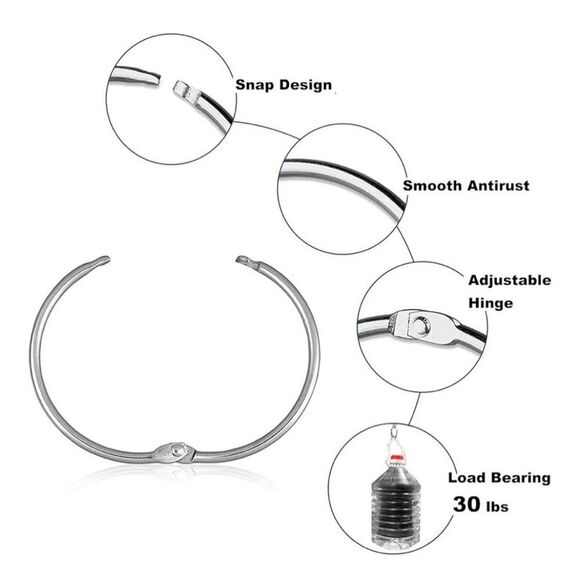 Curtain rings 2 packs of shower curtain, key ring, binder, etc. NEW - Picture 9 of 11